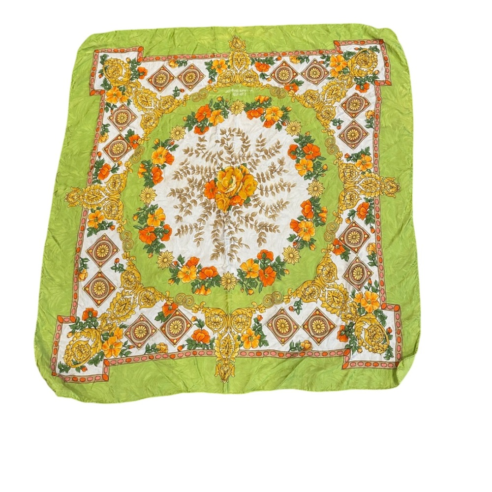 Laura di Laura Biagiotti Scarf Women Green Floral  Silk Jacquard Made in Italy